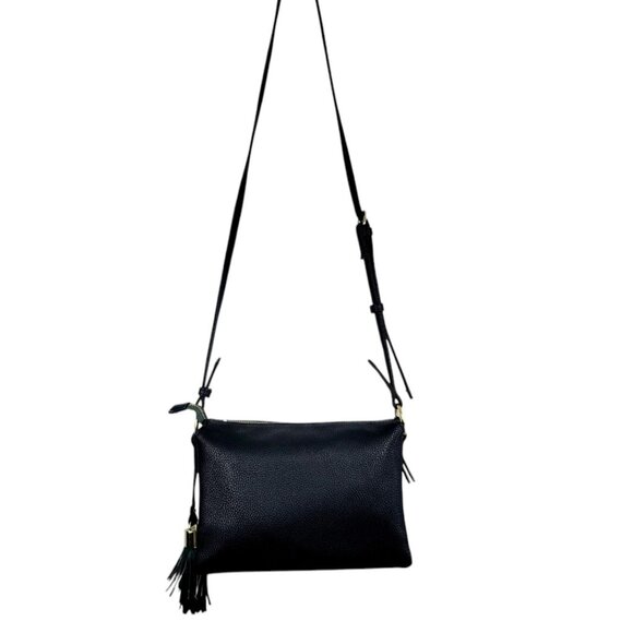 Olive Green Crossbody Bag Black-Cream Color Block -Triple Pockets-Stylish Tassle - Picture 7 of 12